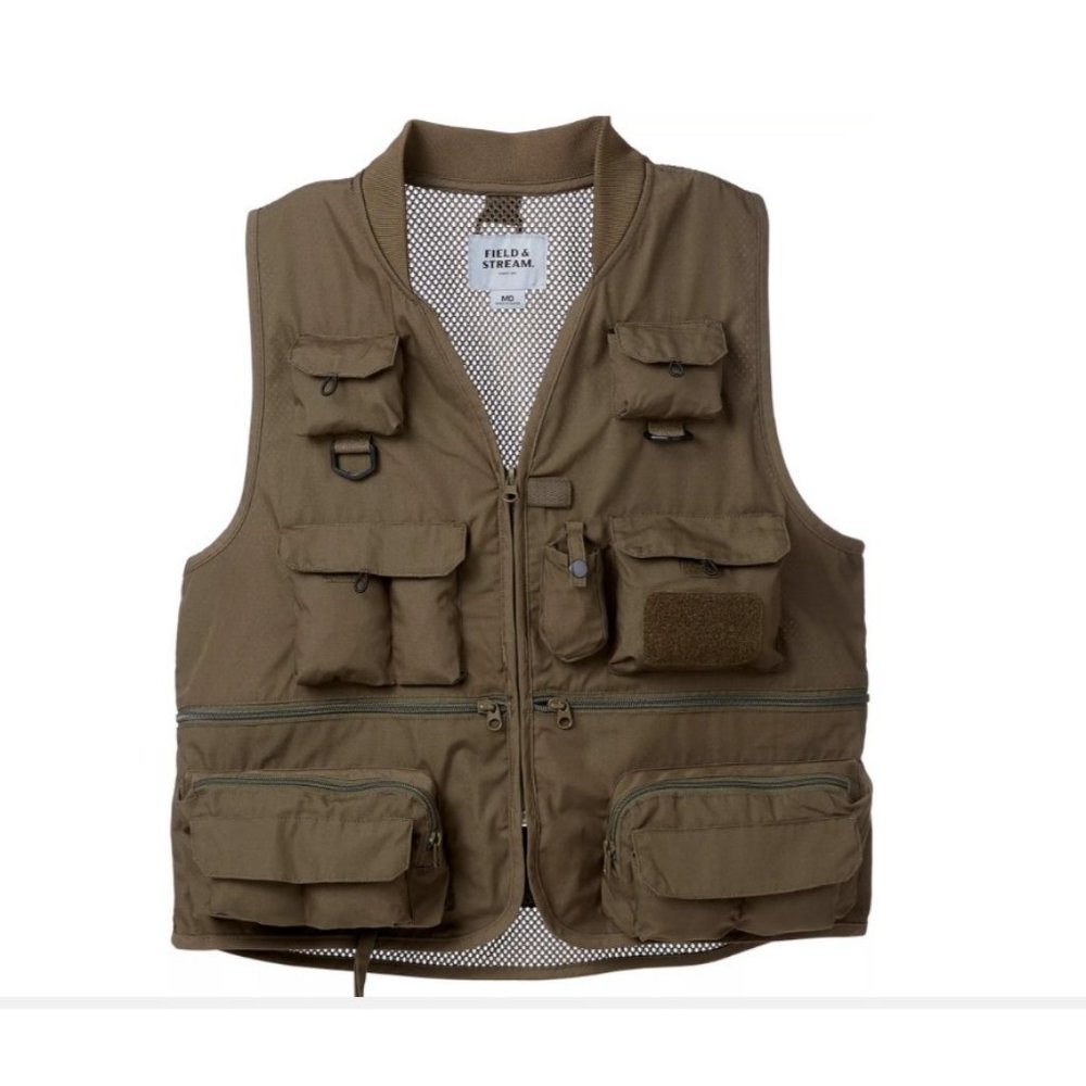 Field & Stream‎ Men's XL Fishing Vest 10 Pockets Tarmac Green Mesh, NWT